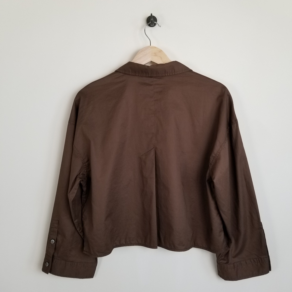 Everlane The Woven Cropped Cotton Button Down PJ Top Small NWT - Picture 5 of 7
